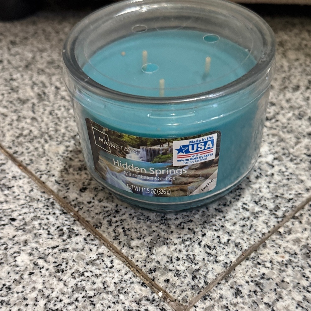 Mainstays Hidden Springs Blue Candle